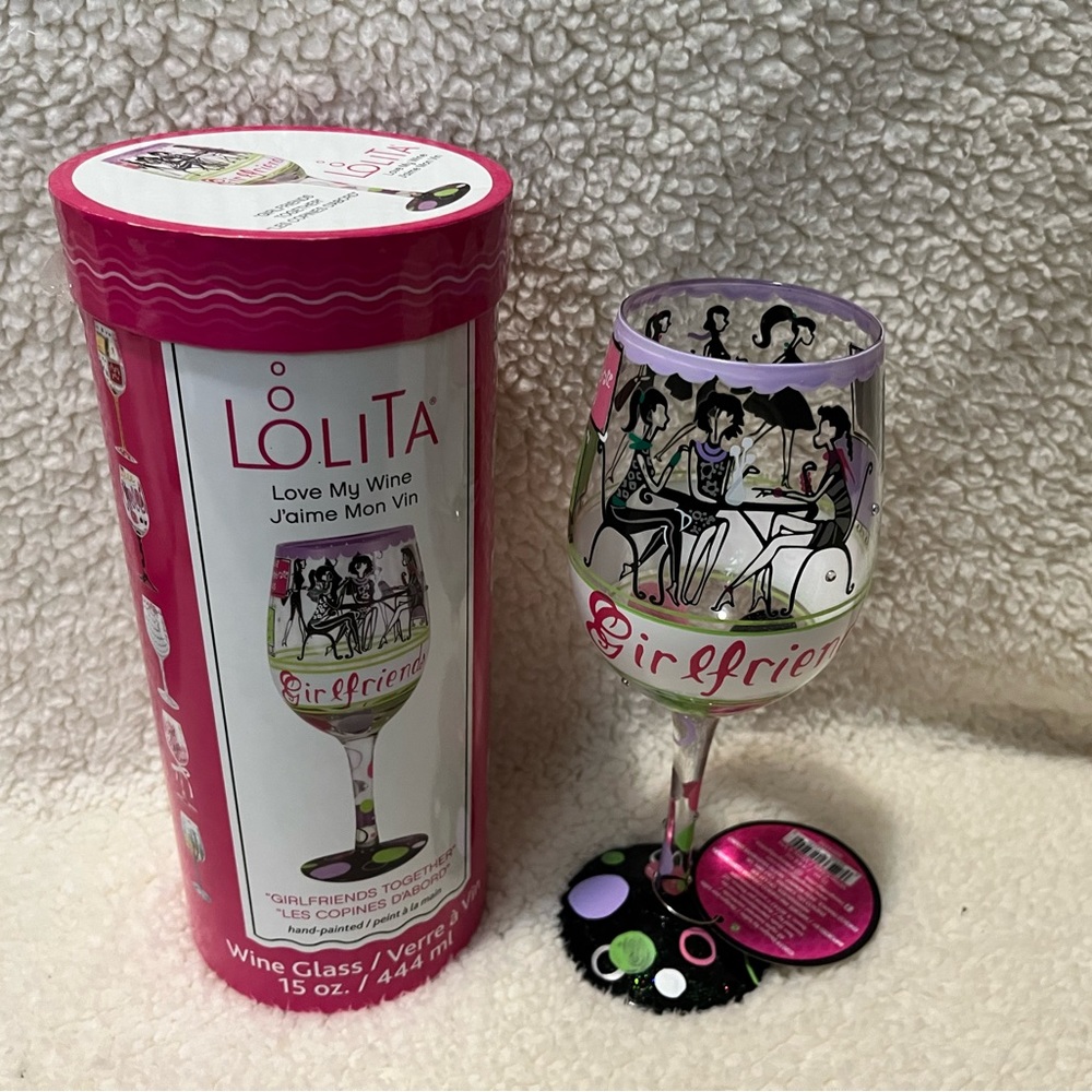 LOLITA GIRLFRIENDS TOGETHER WINE GLASS 15 OZ NWT!